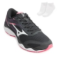 TÊNIS MIZUNO WAVE HAWK 5 + MEIA - FEMININO PRETO/ROSA