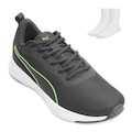 KIT TÊNIS PUMA FLYER + MEIA - MASCULINO PRETO/VERDE