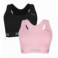 Kit de Top Fitness Puma Esportivo sem Costura - Feminino - 2 unidades PRETO/ROSA