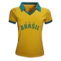 Camiseta do Brasil Polo Estrelas 10 Feminina - Liga Retro AMARELO