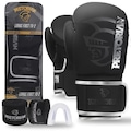Kit Luvas de Boxe Pretorian Muay Thai First Fx2 + Bandagem + Bucal + Bolsa - Adulto PRETO/PRATA