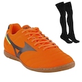 Chuteira Futsal Mizuno Morelia Club In + Meião - Adulto LARANJA