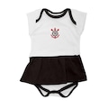 Body Vestido do Corinthians Torcida Baby Oficial - Infantil BRANCO/PRETO