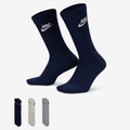 Meia Nike Sportswear Everyday Essential - 3 Pares - Unissex CINZA CLA/LARANJ CLA
