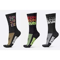 Kit de Meias Cano Médio Hupi Estampas Run com 3 Pares - Adulto PRETO