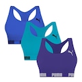 Kit Top Fitness Puma Nadador sem Costura - 3 Unidades - Feminino ROXO/AZUL