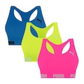 Kit Top Fitness Puma Nadador sem Costura - 3 Unidades - Feminino ROSA/VERDE