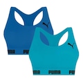 Kit Top Fitness Puma Nadador sem Costura - 2 Unidades - Feminino AZUL CLA/AZUL ESC