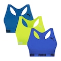 Kit Top Fitness Puma Nadador sem Costura - 3 Unidades - Feminino AZUL/VERDE