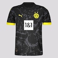 Camisa Borussia Dortmund Away 23/24 Puma - Infantil PRETO