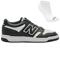 Kit Tênis New Balance 480 Low + Meia - Masculino PRETO/BRANCO