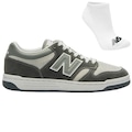 Kit Tênis New Balance 480 Low + Meia - Masculino CINZA/BRANCO