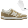 Kit Tênis New Balance 480 Low + Meia - Masculino BEGE/BRANCO