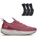 Kit Tênis de Corrida Charged Quicker + 3 Pares de Meias Cano Alto - Feminino ROSA