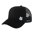 Boné Aba Curva do Santos Supercap Trucker Silk 3D - Snapback - Adulto PRETO