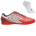 Kit Chuteira Futsal Umbro Fire e Meia - Adulto VERMELHO/PRETO