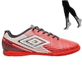 Kit Chuteira Futsal Umbro Fire e Meião - Adulto VERMELHO/PRETO