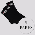 Kit Meias Fila com 9 Pares Cano Médio - Adulto PRETO