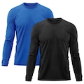 Kit 2x Camisas Térmicas Adriben Proteção Solar UV  50 - Masculina PRETO/AZUL