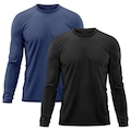 Kit 2x Camisas Térmicas Adriben Proteção Solar UV  50 - Masculina AZUL/PRETO