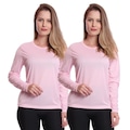 Camiseta Manga Longa Térmica Proteção Solar Uv Dry Fit Segunda Pele - 2 Unidades - Feminina ROSA
