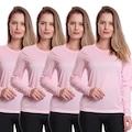 Camiseta Manga Longa Dellas Fit Térmica Proteção Solar Uv Dry Fit - 4 Unidades - Feminina ROSA