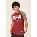 Camiseta NBA Raglan Estampada Chicago Bulls Casual - Masculina VERMELHO