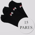 Kit Meia Cano Curto Fila Light - 15 Pares - Unissex PRETO