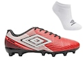 Chuteira de Campo Umbro Fire + Par de Meia - Adulto VERMELHO/PRETO