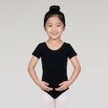 Collant Ballet Vya Fit Meia Manga Liso - Infantil PRETO