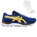 KIT TÊNIS ASICS GEL-HYPERSONIC 5 + MEIA - MASCULINO AZUL/AMARELO