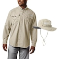Camisa Manga Longa Columbia Bahamaii Fm7048 + Chapéu Columbia Bora Booney Ii - Masculina CAQUI