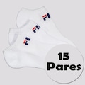 Kit Meias Fila com 15 Pares Cano Curto - Adulto BRANCO