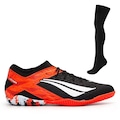 Chuteira Futsal Penalty Rx Locker Y-3 + Meião Penalty Storm - Adulto CORAL/PRETO