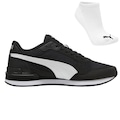 KIT TÊNIS PUMA ST RUNNER V4 MESH + MEIA - MASCULINO PRETO/BRANCO