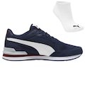 KIT TÊNIS PUMA ST RUNNER V4 MESH + MEIA - MASCULINO AZUL ESC/BRANCO