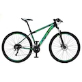 Bicicleta Aro 29 Krw Spotlight Alumínio Shimano Altus 24 Vel Hidráulico Suspensão C/ Trava Sx17 PRETO/VERDE