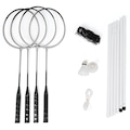 Kit Badminton Hyper com 4 Raquetes + 2 Petecas Rede + Postes CHUMBO