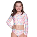 Camisa Manga Longa Selene Cropped - Infantil BRANCO/ROSA