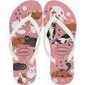 Chinelo de Dedo Havaianas Slim Pets - Feminino BRANCO/ROSA