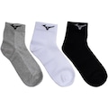 Kit Meias Mizuno Basic Cano Curto Training com 3 Pares - Adulto CINZA/BRANCO