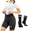 Bretelle Ciclismo Feminino Free Force Performance Gel + Meia PRETO