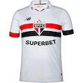 Camiseta New Balance São Paulo Torcedor C/P Home 24 - Masculina BRANCO/VERMELHO