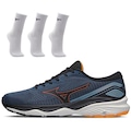 Tênis Mizuno Wave Falcon 5 + 3 Pares de Meia Cano Médio - Masculino AZUL