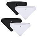 Kit 4x Calcinhas Puma Corte a Fio Adulto BRANCO/PRETO