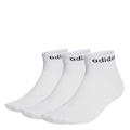 Kit Meias Finas Linear Ankle com 3 Pares - Adulto BRANCO