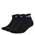 Kit Meias Finas Linear Ankle com 3 Pares - Adulto PRETO