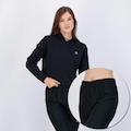 Conjunto Cropped Manga Longa e Calça Area Preta PRETO