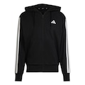 Blusão adidas Capuz Zíper Essentials Três Listras - Masculina PRETO