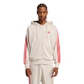 Blusão adidas Capuz Zíper Essentials Três Listras - Masculina BEGE